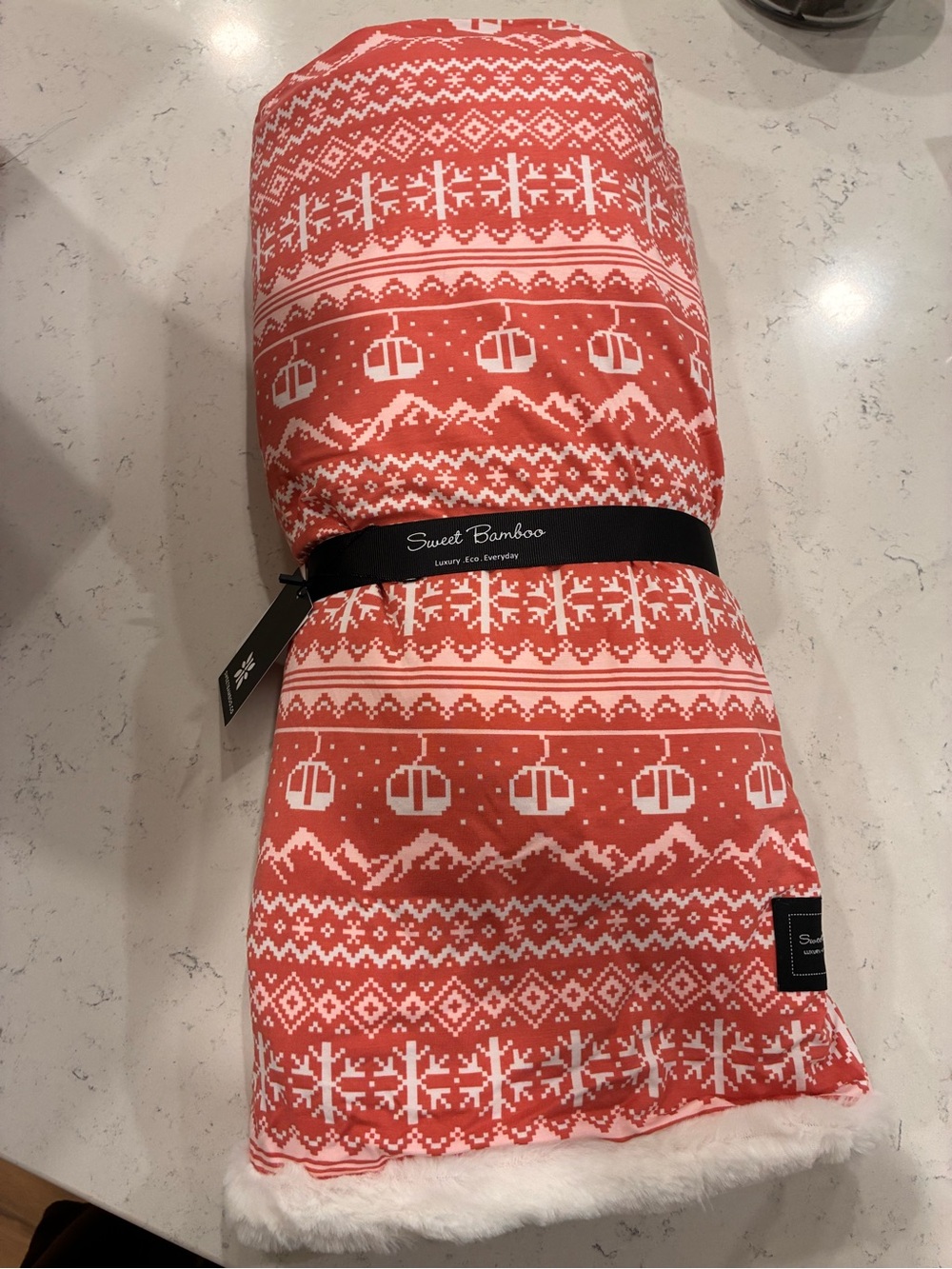 Sweet Bamboo Red Fair Isle Holiday Throw Blanket